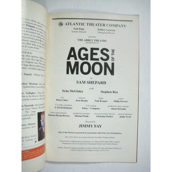 Ages of the Moon Playbill January 2010 Sam Sheppard Sean McGinley Stephen Ray - Picture 4 of 6